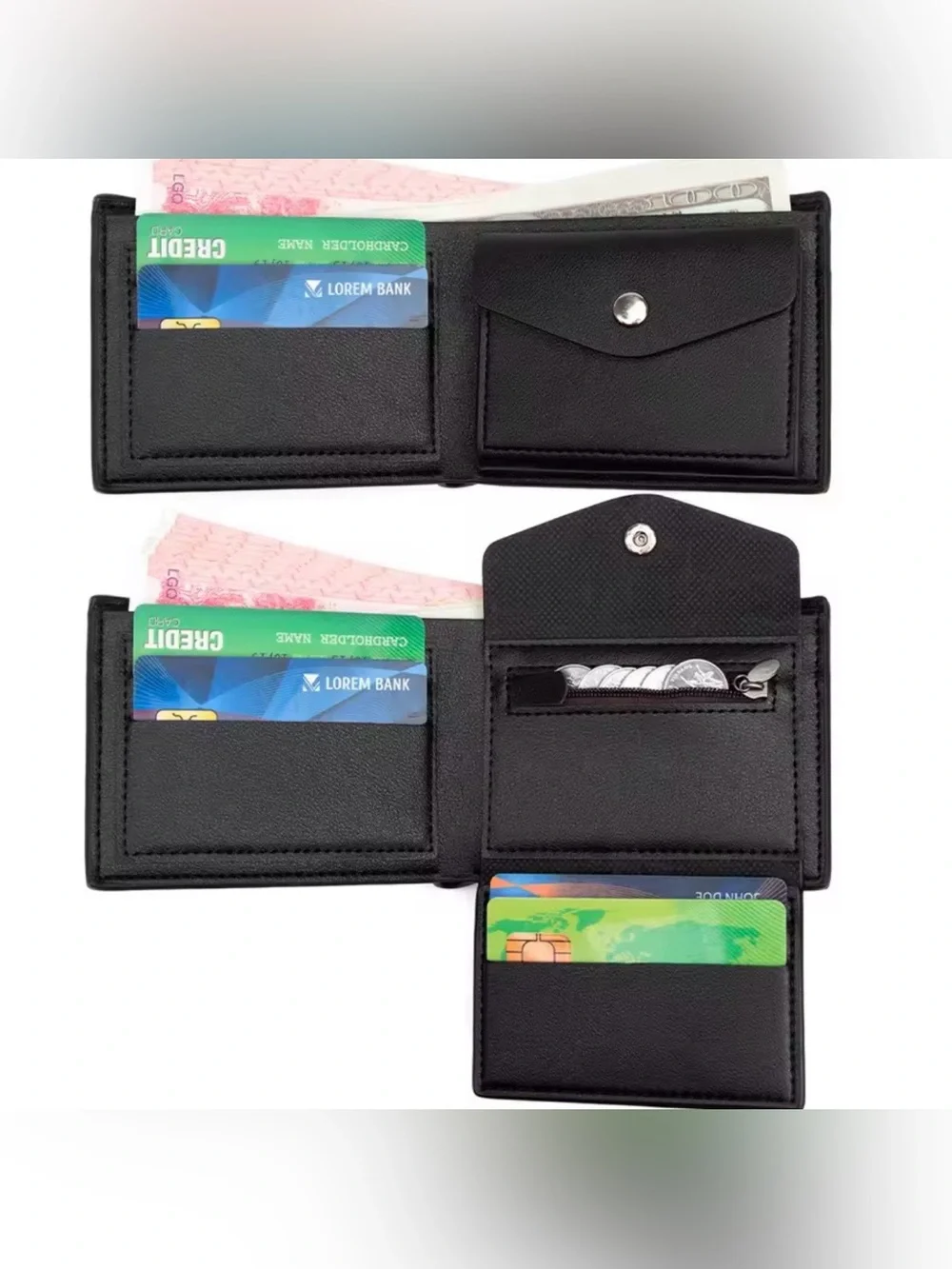 New Black Signature Canvas Card & Key Bi-Fold Holder